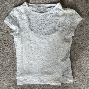 Hollister Women's Cream Lace Short Sleeve Top
